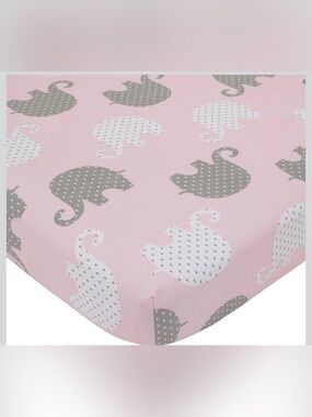 NoJo Dreamer Pink Grey Elephant Crib Set